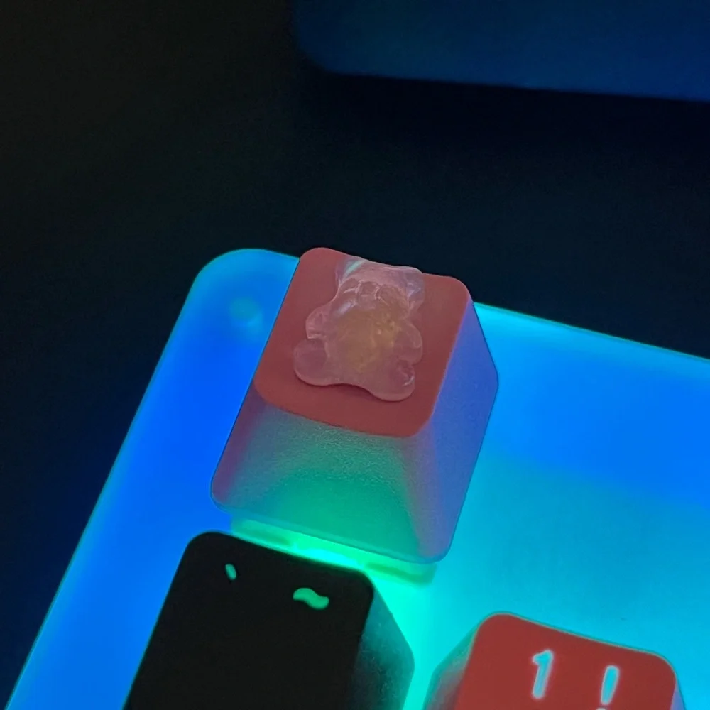 Cute Pink Gummy Bear Artisan Keycap, for OEM switches